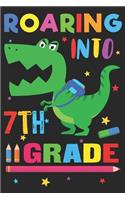 Roaring into 7th Grade: Back to School College Ruled 6 x 9 Notebook for Kids