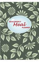 Keto Weekly Meal Planner: 52 weeks of Food Menu Planning with Grocery Shopping List, Recipe pages - Deep Green Leaves Print