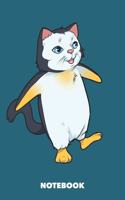 Notebook: Penguin-Cat 6 x 9 inch dot grid - 120 pages for Creative Cat Lovers