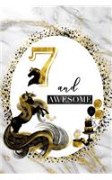 7 and Awesome: 7th Birthday Journal for Girls - Unicorn Lover Gift - Alternative to Card - Unicorn Face Notebook