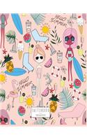 sketchbook: Hellow summer on pink cover (8.5 x 11) inches 110 pages, Blank Unlined Paper for Sketching, Drawing, Whiting, Journaling & Doodling(5 Hellow Summer on Pink Sketchbook)