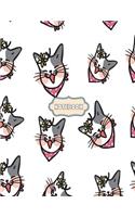 Notebook: Cat on white cover and Lined pages, Extra large (8.5 x 11) inches, 110 pages, White paper(3 Cat on White Notebook)