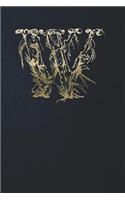 Notebook: Art Nouveau Initial W - Gold on Black - Lined Diary / Journal