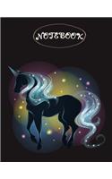 Notebook: Magic unicorn on black cover and Lined pages, Extra large (8.5 x 11) inches, 110 pages, White paper(5 Magic Unicorn on Black Notebook)