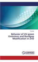 Behavior of UV-green Emissions and Bandgap Modification in ZnO