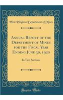 Annual Report of the Department of Mines for the Fiscal Year Ending June 30, 1920: In Two Sections (Classic Reprint)