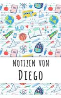Notizen von Diego: Liniertes Notizbuch für deinen personalisierten Vornamen
