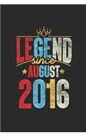 Legend Since August 2016: Graph Ruled Notebook - Journal 3rd Birthday for Woman and Men