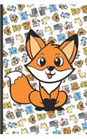 Fox And Friends Notebook: Cute Animal Party Pattern Design of Fun and Cute Animals on Cover, Lined Paper Note Book For Girls or Boys To Draw, Sketch & Crayon or Color (Kids T