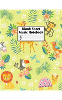 Blank Sheet Music Notebook: Easy Blank Staff Manuscript Book Large 8.5 X 11 Inches Musician Paper Wide 12 Staves Per Page for Piano, Flute, Violin, Guitar, Trumpet, Drums, Cell