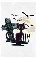 Graveyard Bats & Cat Grid Notebook: 150 Page Grid Notebook Journal Diary