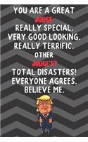 You Are A Great Judge Really Special Very Good Looking: Judge Funny Trump Career Office Graduation Gift Journal / Notebook / Diary / Unique Greeting Card Alternative