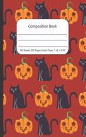 Composition Book Graph Paper, Cats and Pumpkins