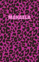 Makaela: Personalized Pink Leopard Print Notebook (Animal Skin Pattern). College Ruled (Lined) Journal for Notes, Diary, Journaling. Wild Cat Theme Design wi