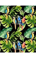 My Big Fat Bullet Journal for Bird Lovers Tropical Parrots Pattern 1: Jumbo Sized Graph Design Bullet Notebook Journal - 300 Plus Numbered Pages with 300 Graph Style Grid Pages, 6 Index Pages and 2 Key Pages in Large 8