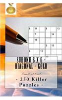 Sudoku 6 X 6 - 250 Killer Puzzles - Diagonal - Gold