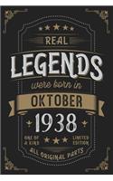 Real Legends were born in Oktober 1938: Vintage Birthday Notebook - Great Individual Gift for Writing Notes, Scribble and Reminders lined 6x9 Inch 100 Pages