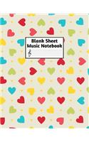 Blank Sheet Music Notebook: Easy Blank Staff Manuscript Book Large 8.5 X 11 Inches Musician Paper Wide 12 Staves Per Page for Piano, Flute, Violin, Guitar, Trumpet, Drums, Cell