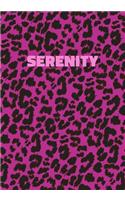 Serenity: Personalized Pink Leopard Print Notebook (Animal Skin Pattern). College Ruled (Lined) Journal for Notes, Diary, Journaling. Wild Cat Theme Design wi