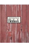 2020 Weekly Planner Notebook: Red Rustic Wood Planner Book With Monthly and Weekly Calendars, Monthly Budget Sheet and Weekly Meal Plan