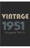 Retro Birthday - Vintage 1951 Notebook Original Parts Gift
