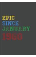 Gift Idea Epic Since 1960 Notebook Vintage Birthday Gift Idea
