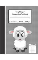 Graph Composition Notebook 4 Squares per inch 4x4 Quad Ruled 4 to 1 / 8.5 x 11 100 Sheets: Cute Funny Smiling Sheep Gift Notepad / Grid Squared Paper Back To School Gift Notebook For Math Teens Science Adults Students Programmers note taki