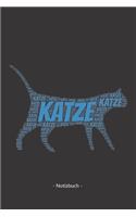 Katze: Notizblock - Notizbuch - DIN A5, 120 Seiten - Liniert, Lined, Linien - Notizen, Termine, Planer, Tagebuch, Organisation - Wortwolke Geschenk