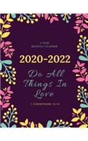 3 Year Monthly Planner 2020--2022: Christian Schedule Organizer With Bible Verses, 36 Month Calendar Diary for Next Three Years With Pink Flower Design