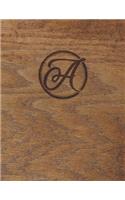 Wood Burned Monogram Creative Journal - A: (8.5 X 11 Lined) Blank Notebook College Ruled