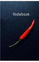 Notebook: One Red Chili. Composition and School Notebook, Lite Grey Lined Pages With Margin Book, Soft Cover, Medium Size 5.5 x 8.5 120 pages