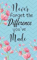 Never Forget The Difference You've Made: Retirement & Appreciation Gifts for Women and Professionals Who Have Made a Big Impact on People's Lives - Journal/Notebook/Diary Appreciation Gifts