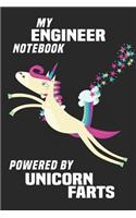 My Engineer Notebook Powered By Unicorn Farts: Blank Lined Notebook Journal Gift Idea