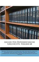 Archiv Fur Osterreichische Geschichte, Volume 64