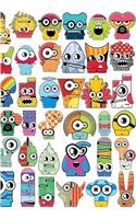 Cute Little Monsters Lined Notebook: 108 ruled pages. White paper. Soft cover. 6 x 9". Colorful Design for Children, Tweens, or Teens, Boys & Girls, using in Class, Homeschool, or as a (Gifted Young Junior Memo)