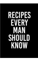 Recipes Every Man Should Know: Blank Recipe Cookbook Journal V1