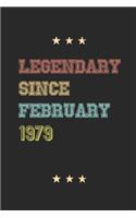 Legendary Since February 1979 Notebook Birthday Gift