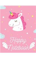 Happy Notebook: Kids Notebook, Unicorn Collection Ruled Lined Pages Book, 140 pages (7.44 x 9.69)