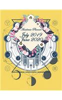 Academic Planner July 2019-June 2020: Pretty Yellow Floral, July 2019-June 2020 Monthly, Daily Weekly Monthly Planner, Organizer, Agenda,12 Months July-June Calendar 246 pages Large 8.5"