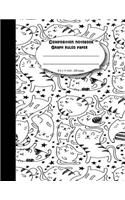 Composition notebook graph ruled paper 4x4 grid per inch,200 pages, 8.5 x 11 inch, Black white fat happy cat: Large composition book journal for school student/teacher/office