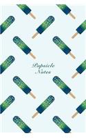 Popsicle Notes: 6"x9" Unruled Blank Notebook Watercolor Texture Design Sweet Popsicle Ice Cream Dessert Pattern Cover. Matte Softcover Note Book Journal