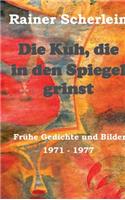 Kuh, die in den Spiegel grinst