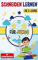 Schneiden Lernen ab 3 Jahre fur Jungs: Mein erstes Ausschneidebuch mit vielen Schneideubungen - Schneiden und Kleben inklusive Scherenfuhrerschein