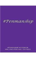 #Penmanship Notebook - nine lines per page, 120 pages: Skip line ruling 3/4" writing space, dotted midline, 3/8" skip line with purple cover. Suitable for grade 1-4 level children. Perfect for penmanship
