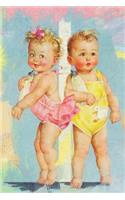 Two Adorable Vintage Twin Babies Illustration Art Journal: 150 Page Lined Notebook/Diary