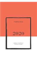 Fabulous 2020 Weekly Monthly Calendar Planner: Practical Weekly & Monthly Stylish Calendar for 2020 With Extra Space For Notes - RED notebook - 136 pages 6x9