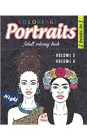 Coloring portraits - night - 2 books in 1: Coloring book for adults (Mandalas) - Anti stress - night edition - 2 books in 1 (volume 5 & volume 6)