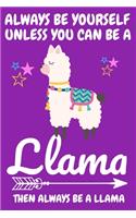 Always Be Yourself Unless You Can Be A Llama Then Always Be A Llama: Cute Llama Blank Lined Note Book