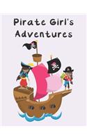 Pirate Girl's Adventures: Draw and Write Journal for Children to Create Stories, Two-in-One Journal Book, Wide Ruled Lined and Blank Pages with Dark Skinned Girl Pirates