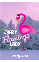 Diary 2020: Crazy Flamingo Lady Monthly Week to View Planner Christmas Winter